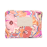 floral printed pouch with zipper on neutral background