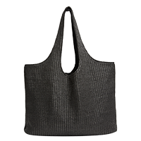 black textured tote bag isolated on white background