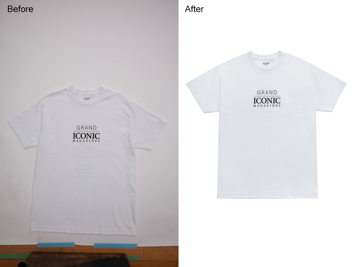 before and after ecommerce clothing image editing with background cleanup and product alignment