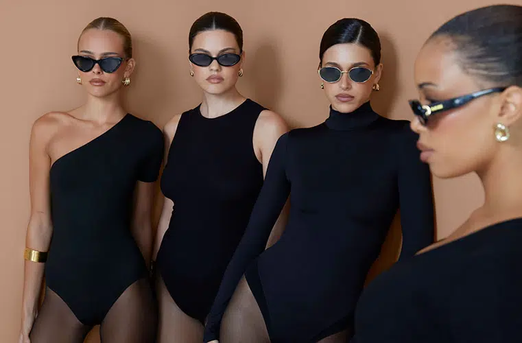 editorial campaign featuring sunglasses and gold jewelry on models, controlled reflections and tonal depth for high-converting retail visuals in Los Angeles