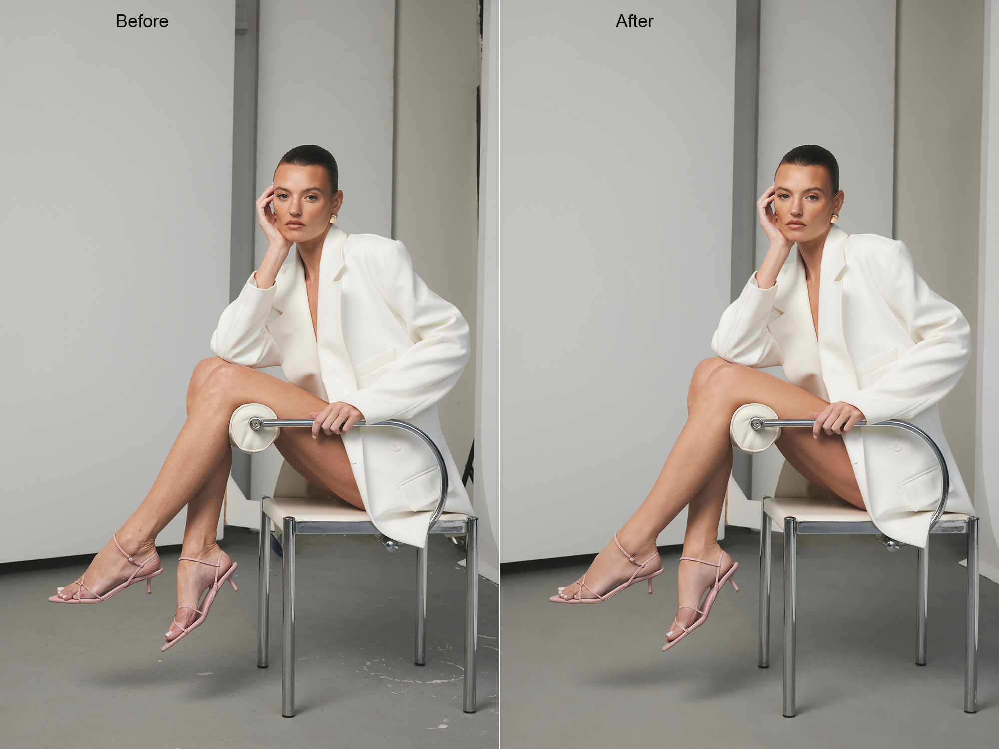 pink high heel product image after shoe image editing with strap alignment and color correction for ecommerce listings