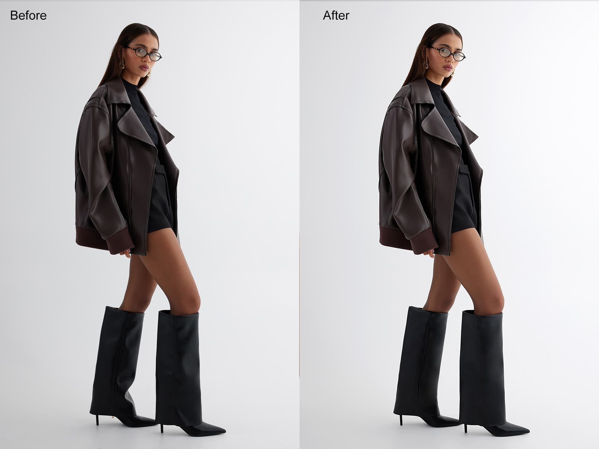 fashion footwear product image refined through shoe image editing with contrast control for catalog use