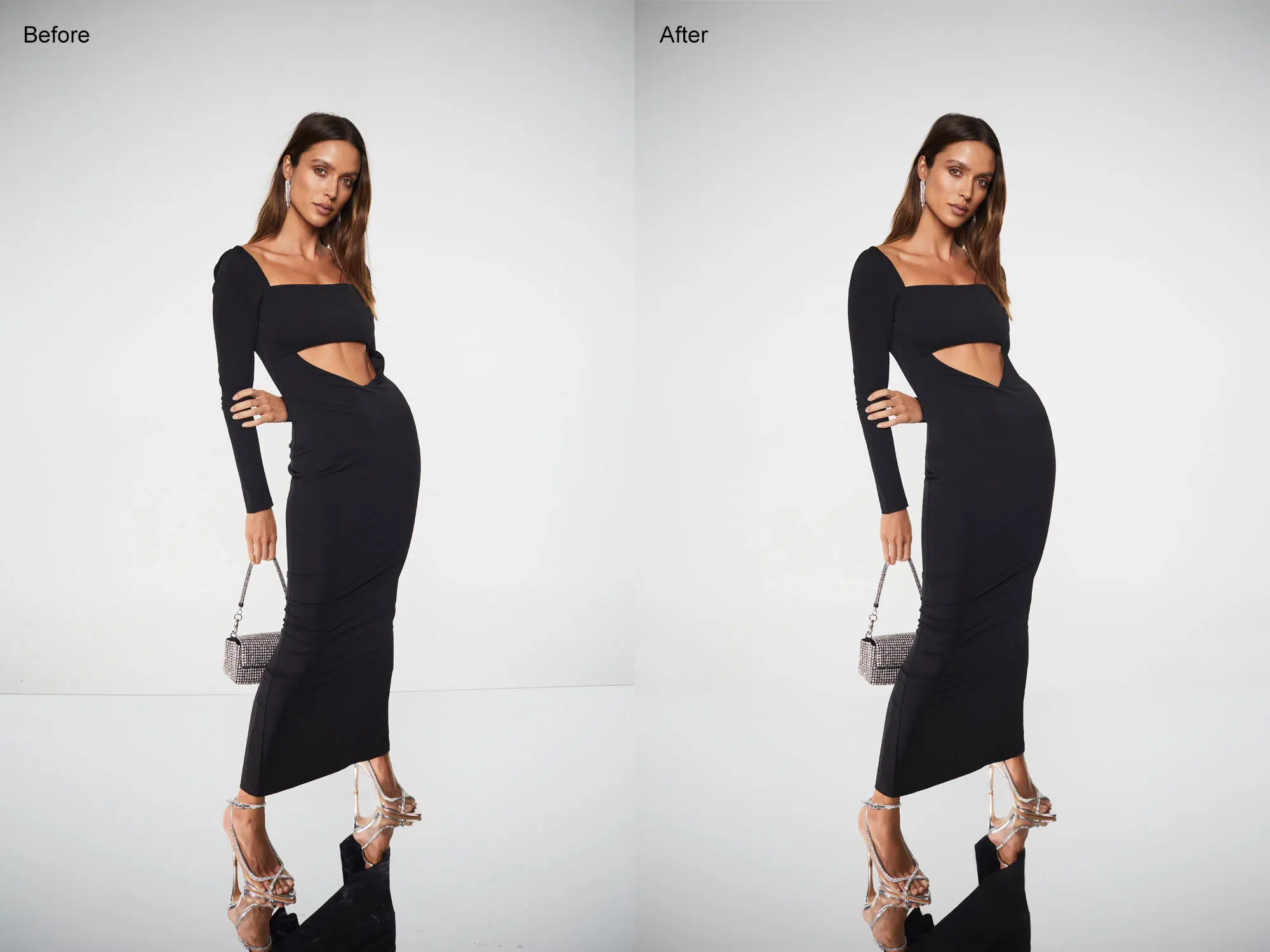 handbag presentation improved through background cleanup and shadow consistency for ecommerce listings in Las Vegas