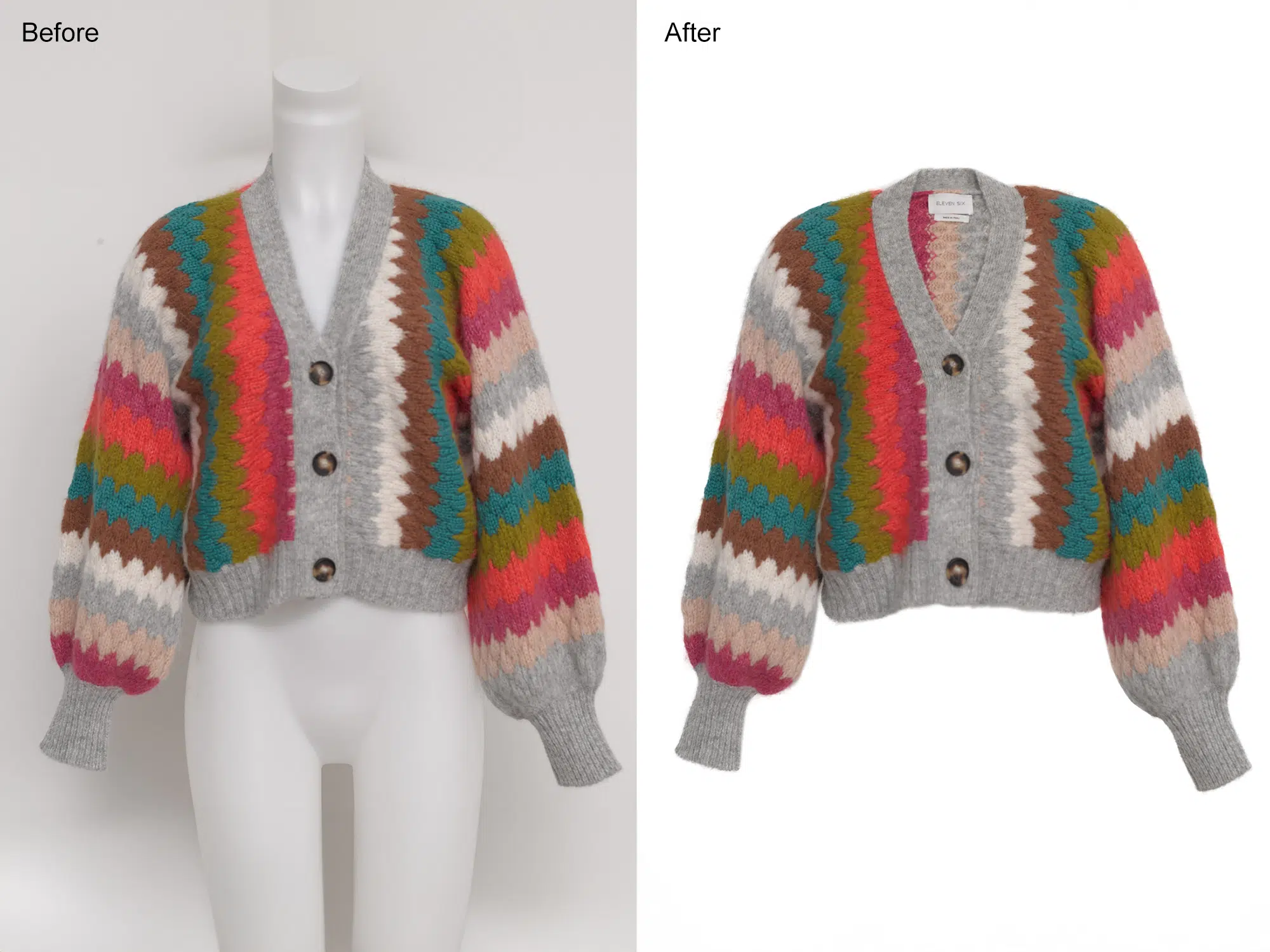 cardigan compositing with neck joint reconstruction and texture refinement