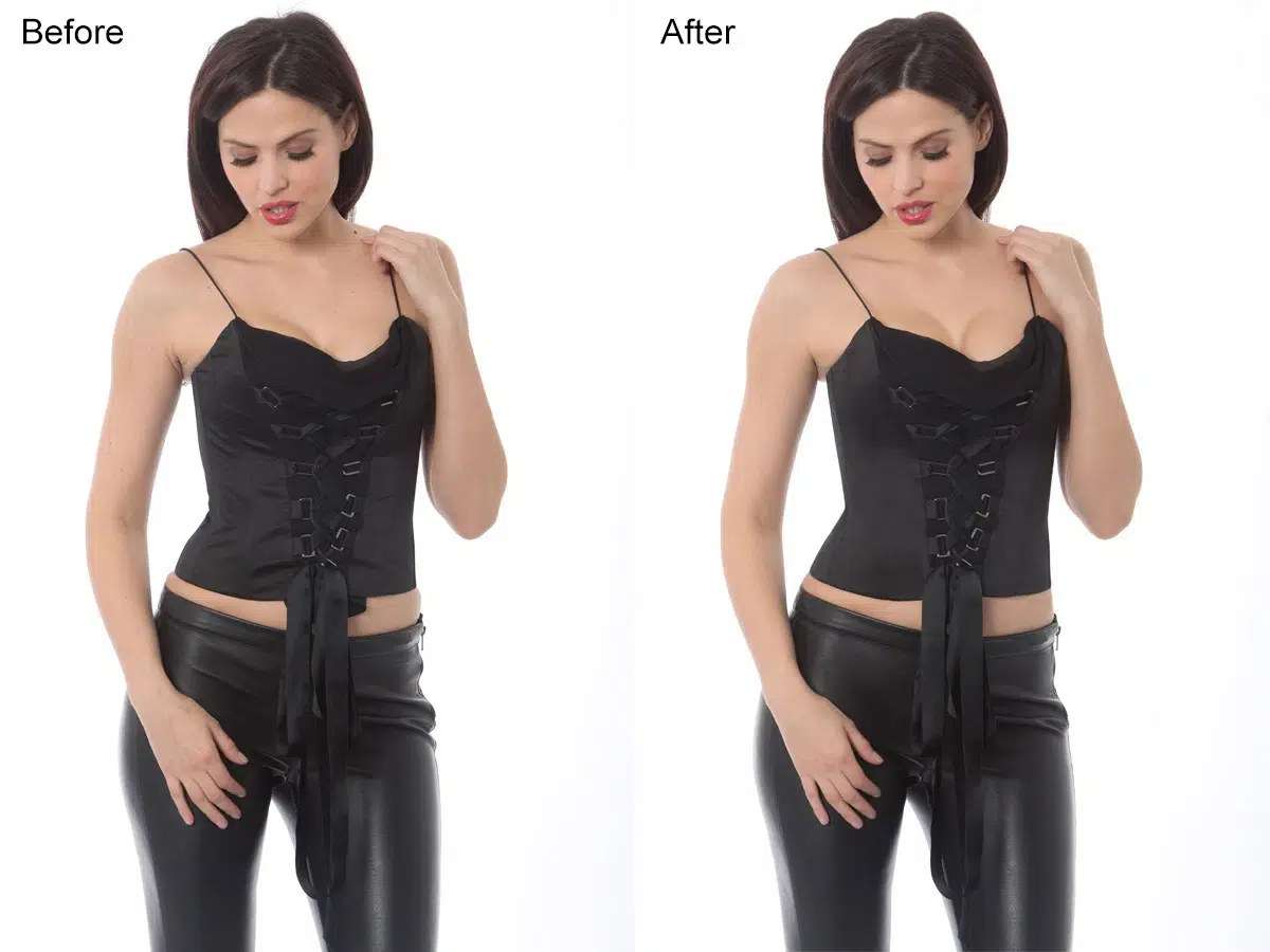 editorial corset model retouching with advanced skin detailing and garment precision