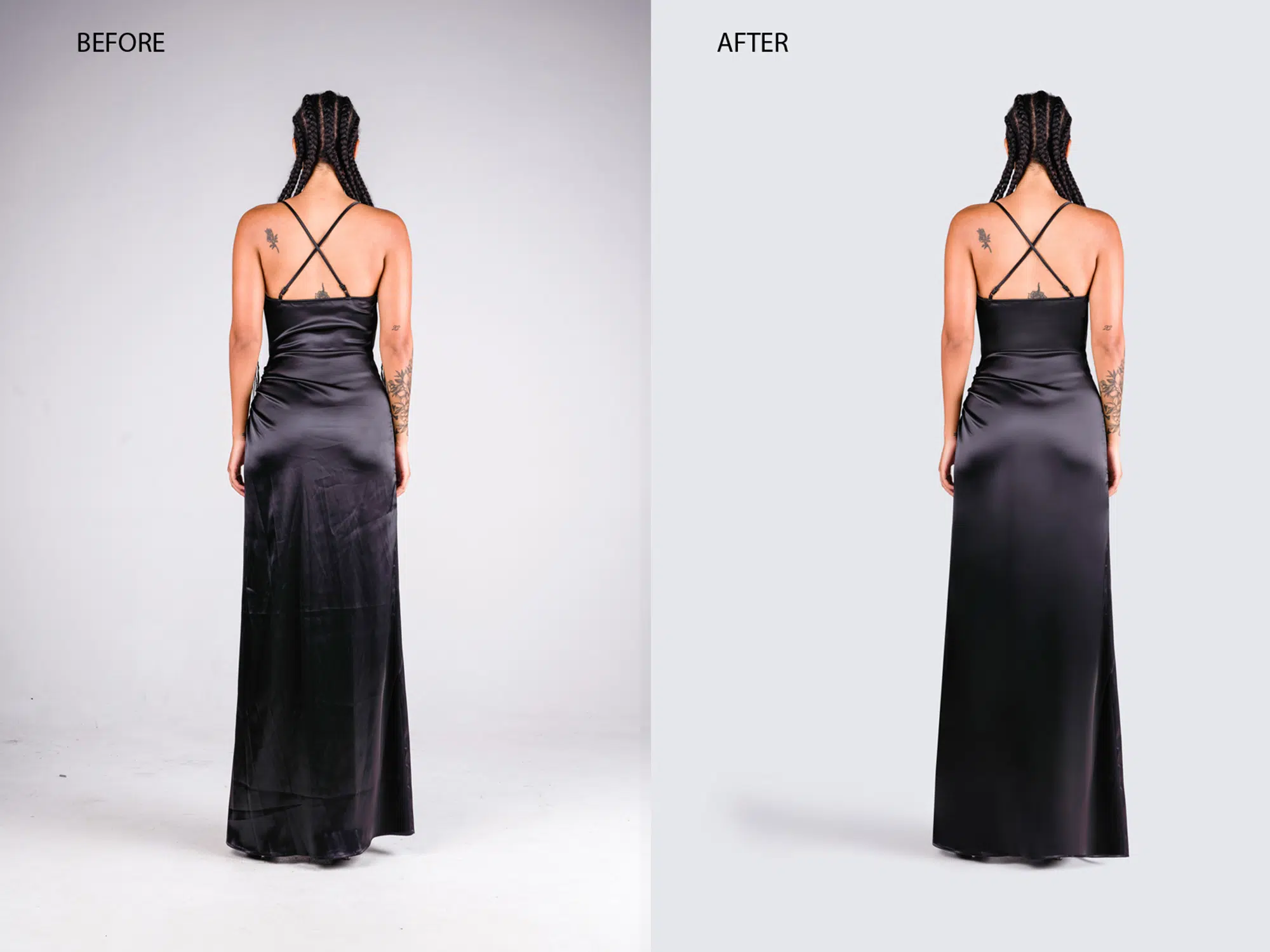 rear garment smoothing with wrinkle cleanup