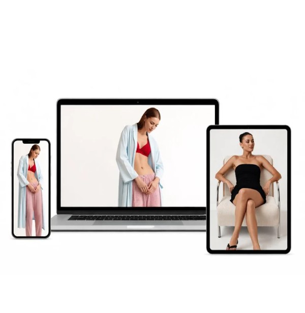 E-commerce model images prepared with consistent cropping, resizing, and platform-ready dimensions