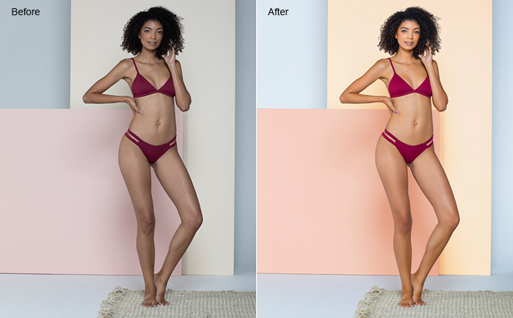 Editorial fashion photograph enhanced with deliberate color grading, rich tonal contrast and a cohesive visual mood