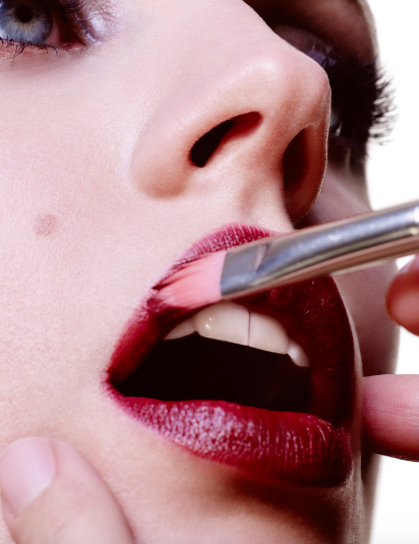 Close-up beauty image with rich lipstick color, balanced skin tones, and polished cosmetic imagery